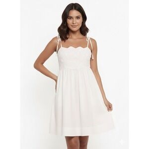 Petal and Pup Lynne Tie Eyelet Floral Embroidered Tie Strap Mini Dress